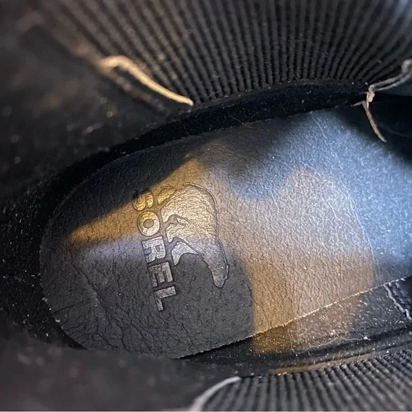 Sorel Brex Black White Leather Heeled Chelsea Bootie 7 1/2 - Picture 12 of 14